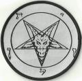 PATCH: white Baphomet pentagram 